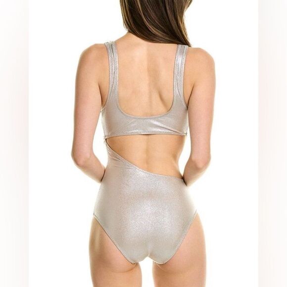 NWT Solid & Striped Reese Cutout Metallic Foiled Pebble One Piece Swimsuit - Picture 3 of 4